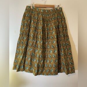 J. Crew Green and Gold A-Line Skirt